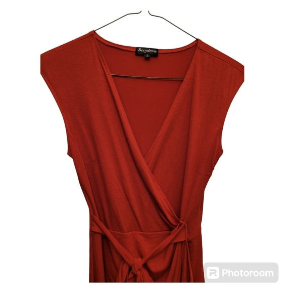 Berydress Cherry Red Wrap Tie Front Dress Size Small - Picture 2 of 9